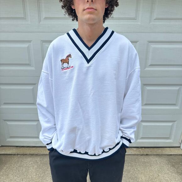 Vintage 90s Men's Clydesdale Horse V-Neck Crewneck Size XXL - Picture 1 of 6